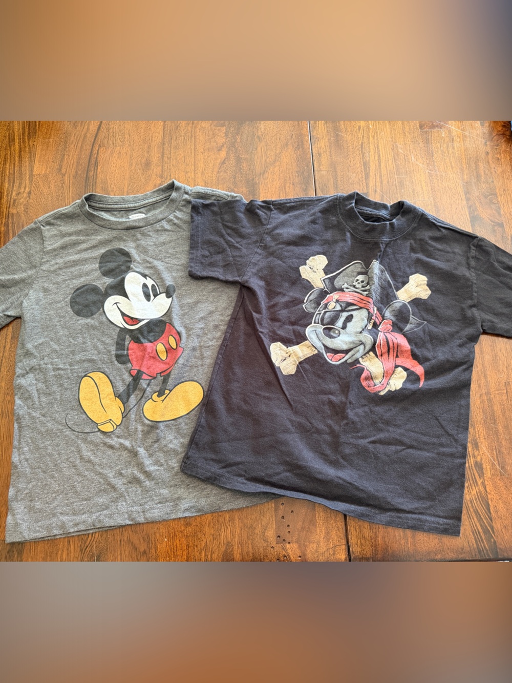 Disney Mickey Mouse Graphic Tees— Gray & Black, kids size 5 and 6/7
